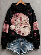 Women's Vintage Pink Santa Hoodie