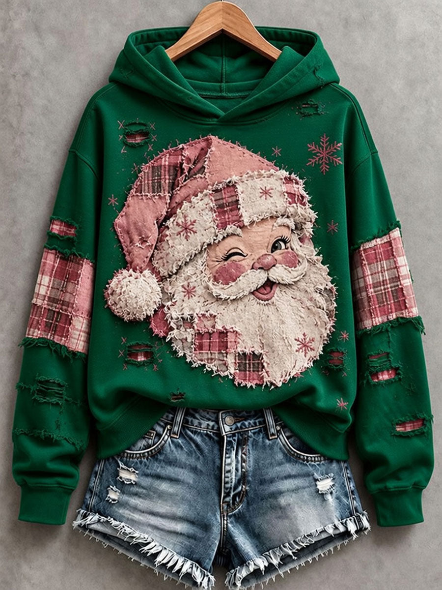 Women's Vintage Pink Santa Hoodie