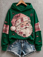 Women's Vintage Pink Santa Hoodie