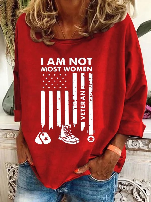 Women's I'M Not Most Women Veteran Print Casual Long Sleeve T-Shirt