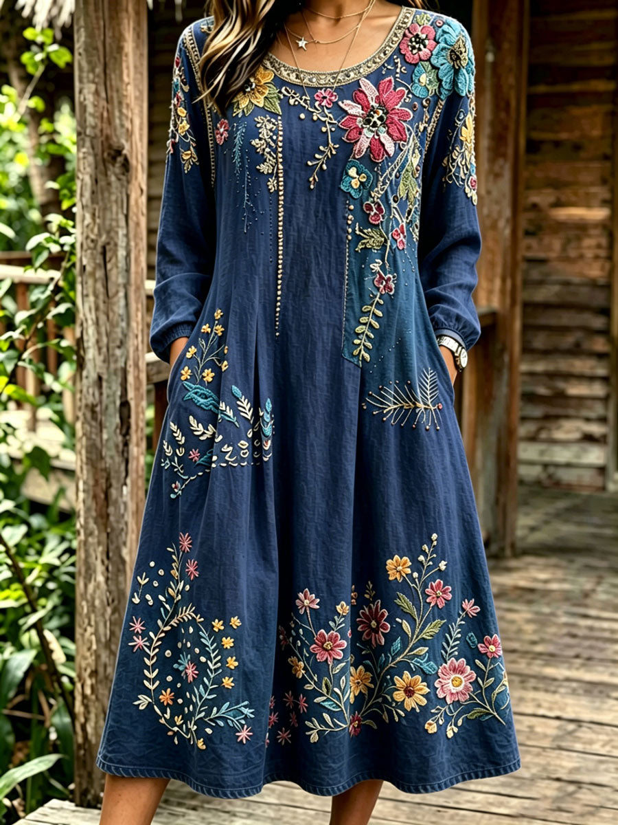 Women'S Casual Plant Flower Art Printed Art Dress