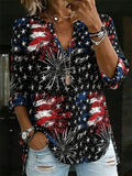 Women's Retro Flag Print Casual Shirt