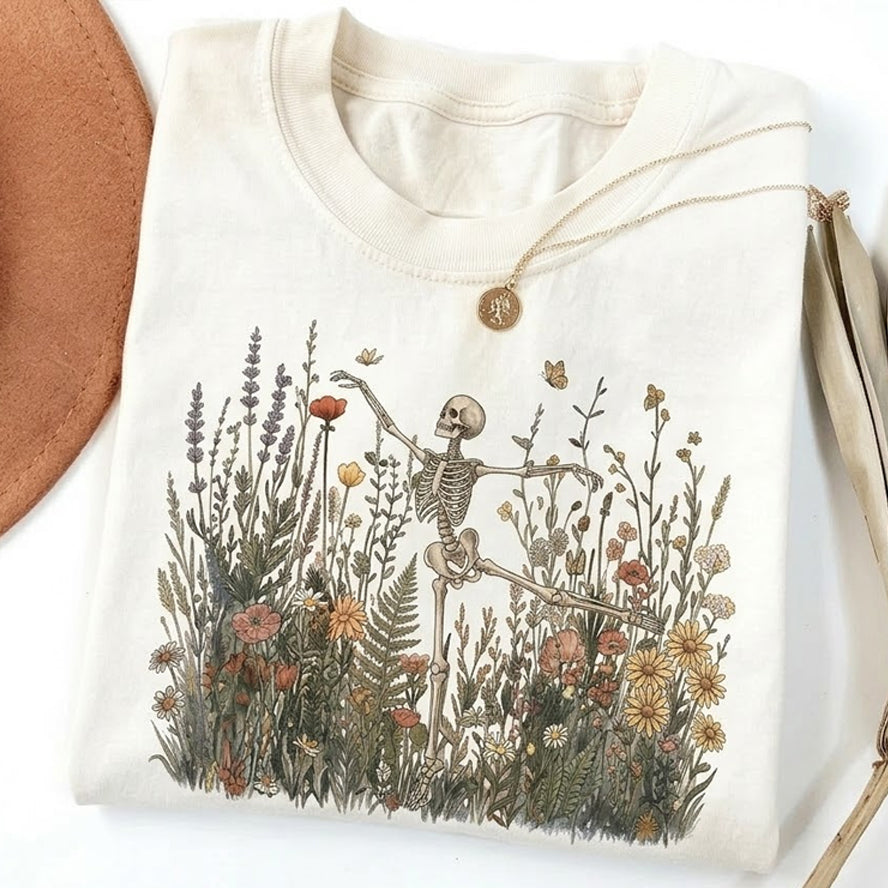 Skeleton Dancing Arabesque Wildflower  T-shirt