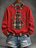 Women's Christmas Snowman Comfortable Raglan Sleeve Crew Neck Sweatshirt