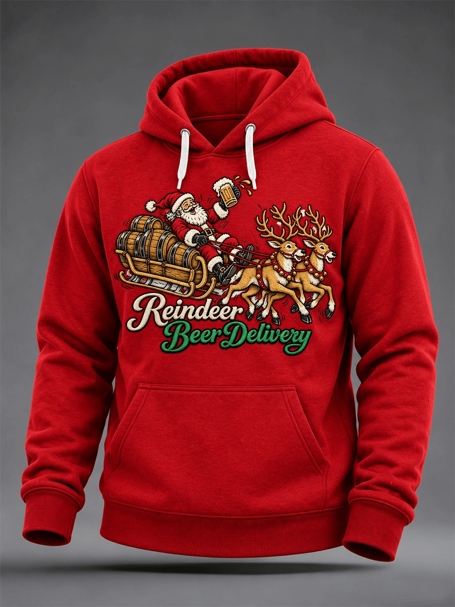 Oversize-Hoodie für Herren mit Weihnachtsmotiv, überschnittenen Schultern und Taschen