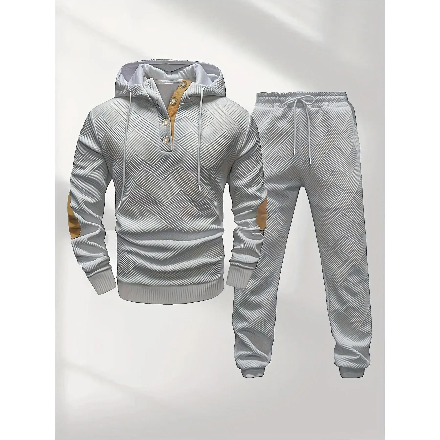 Men's Casual Fashion Suit Knitted Jacquard Sweatshirt And Pants Two-Piece Set