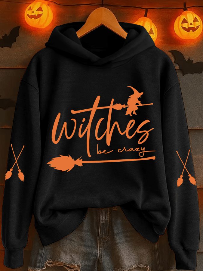 🔥HOT SALE🔥Women's Witch Be Crazy Heat Transfer Hood Sweatshirt