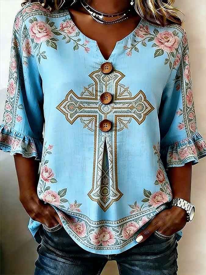 Women's Faith Floral Print Top