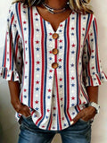Women's 250th Anniversary Print Half Sleeve Casual Blouse