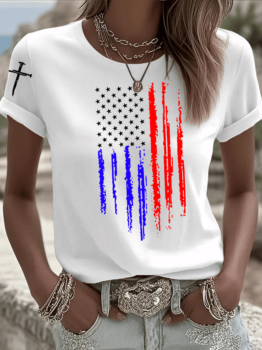 Faith Over Fear US Flag Printed T-Shirt