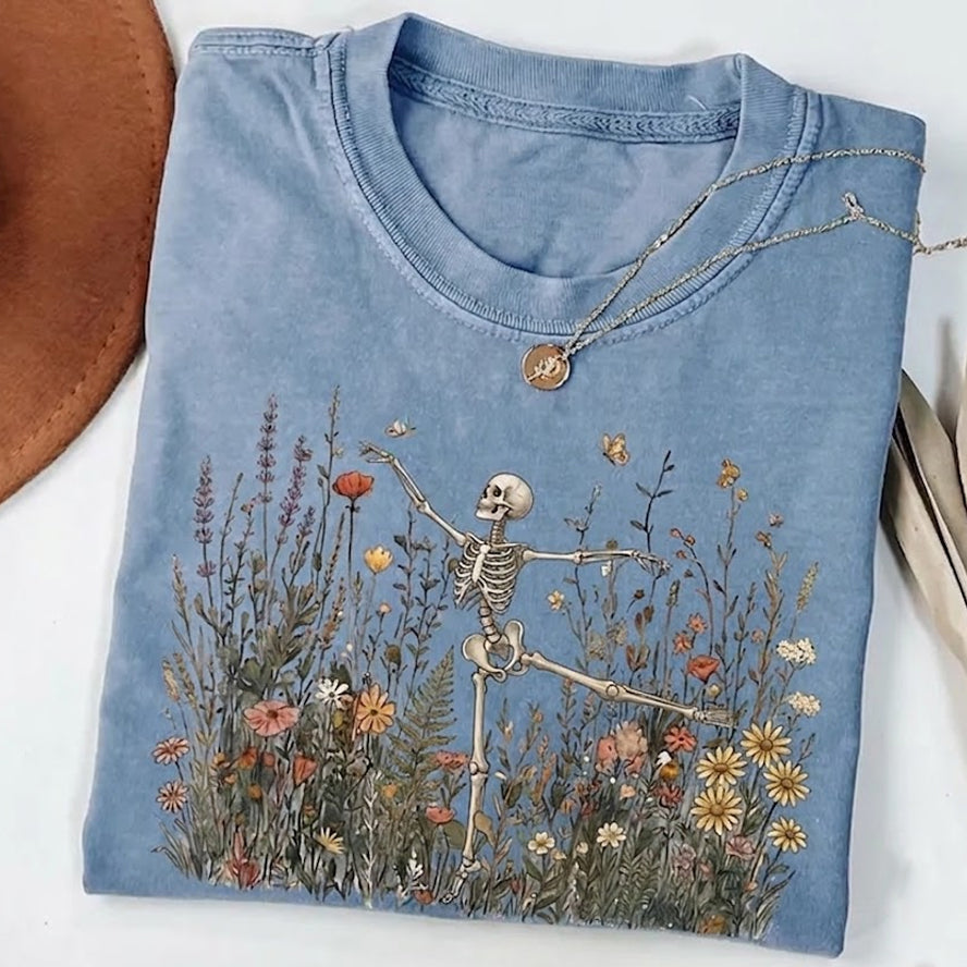 Skeleton Dancing Arabesque Wildflower  T-shirt