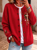 Women'S Casual Printed Knit Cardigan