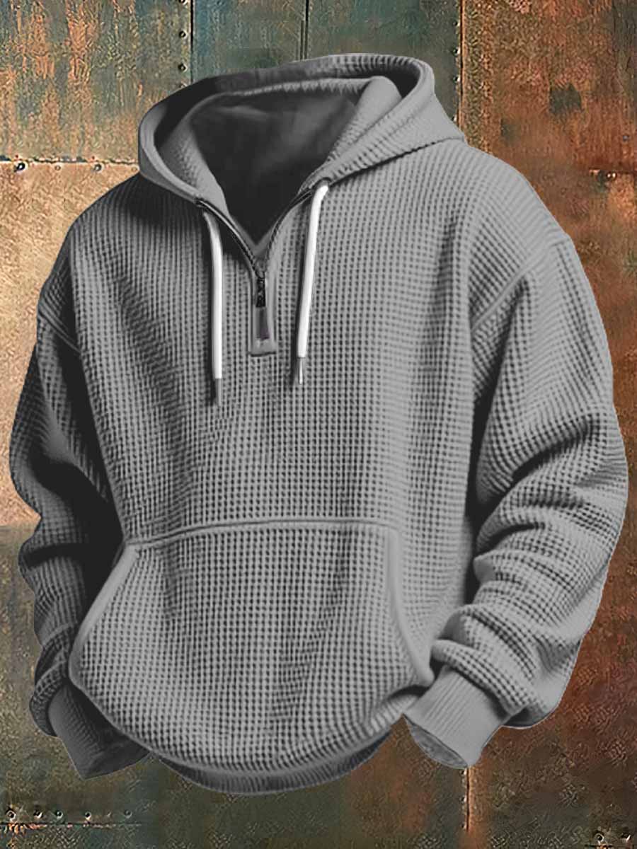 Men's Casual Waffle Belt Hoodie