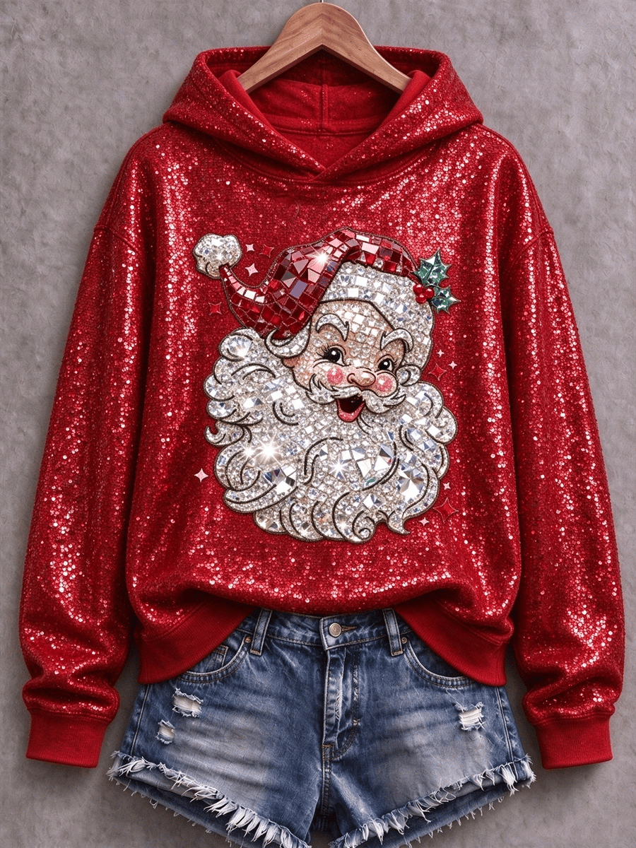 Damen-Sweatshirt mit Weihnachtsmann-Print (Regular)
