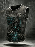 Men’s “Still Standing After Every Invisible Battle” PTSD Awareness Grim Reaper Sleeveless Tank Top