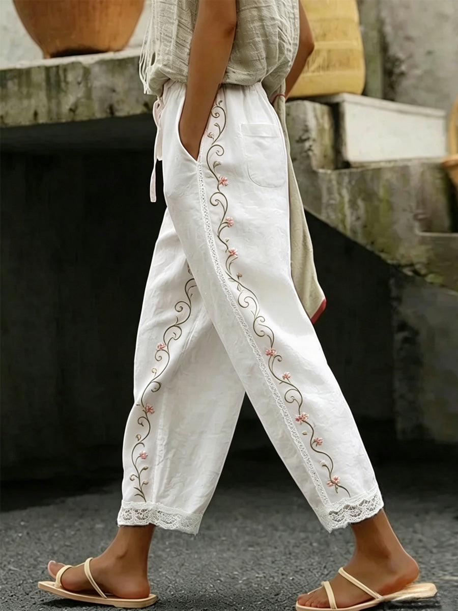 Women's Casual Floral Print Trousers