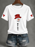 Women's Christmas Snowman Print T-Shirt