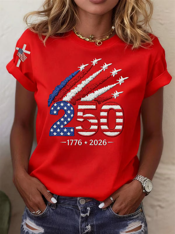 Women's 250th Anniversary Of The United States Printed Round neck Top