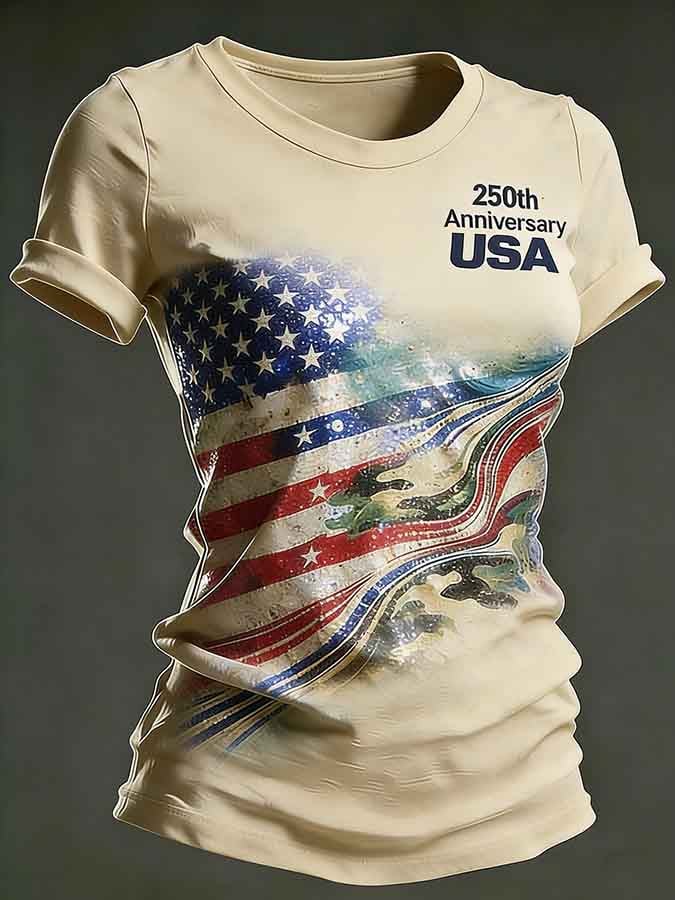Women's 250th Anniversary Printed Casual Crew-Neck T-Shirt