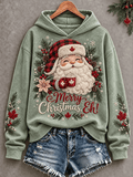Women's Canadian-Themed Christmas Print Casual Hoodie