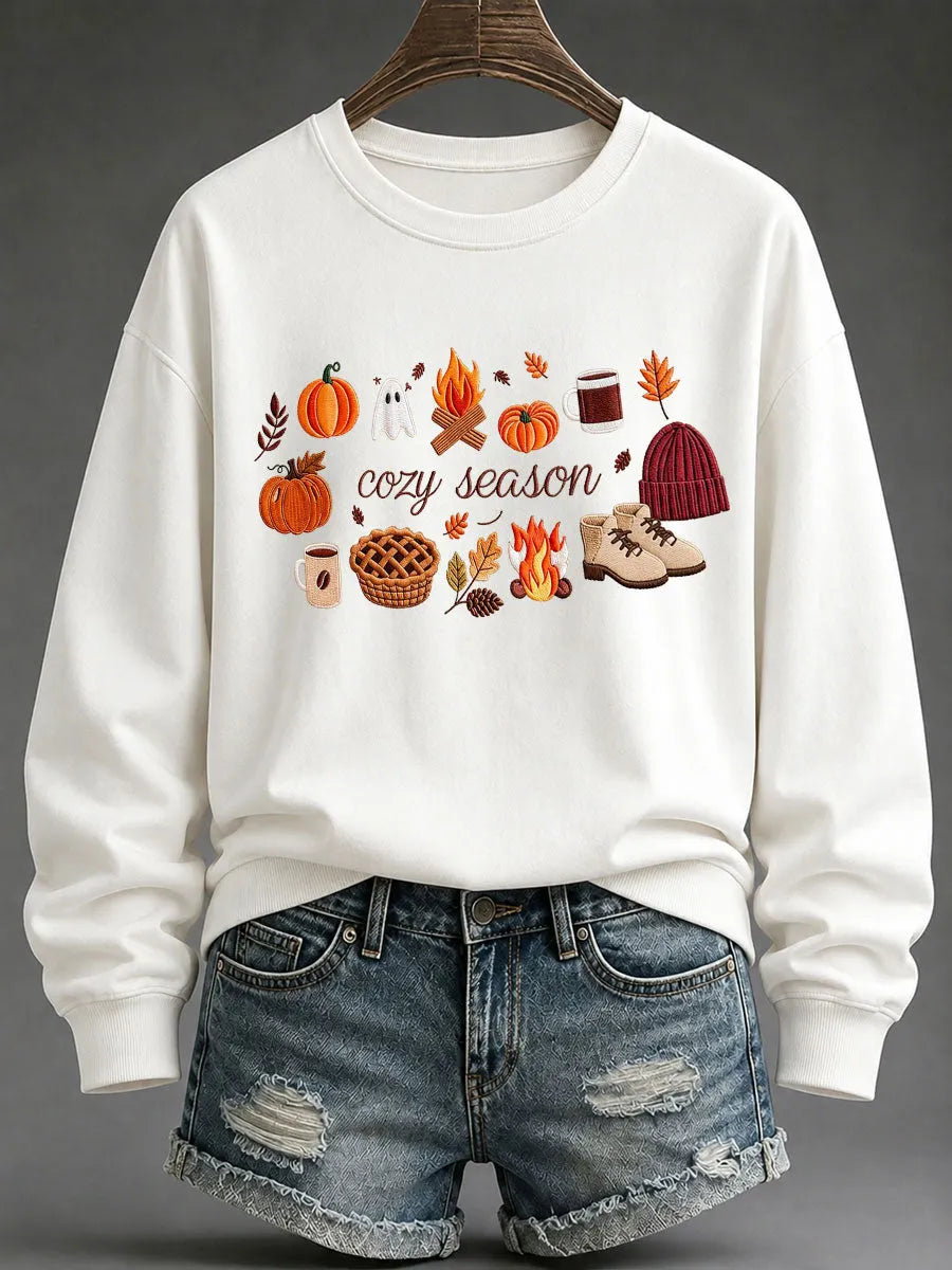 Women's Cozy Season Printed Casual Sweatshirt