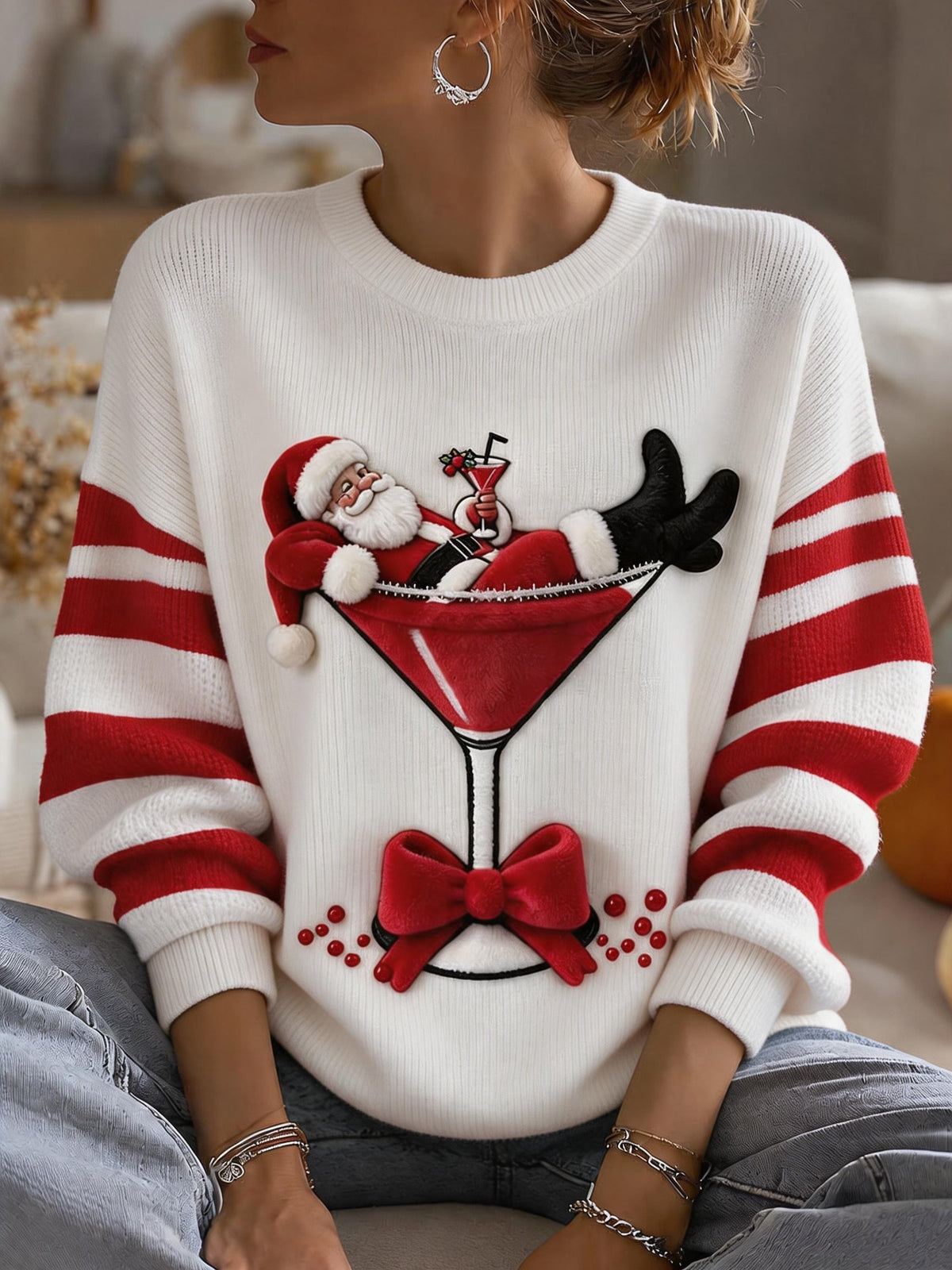 Women'S Christmas-Print Pullover Top
