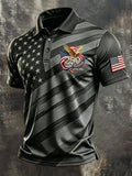 Men's Retro "Patriot" Color-Block Short-Sleeve Polo Shirt