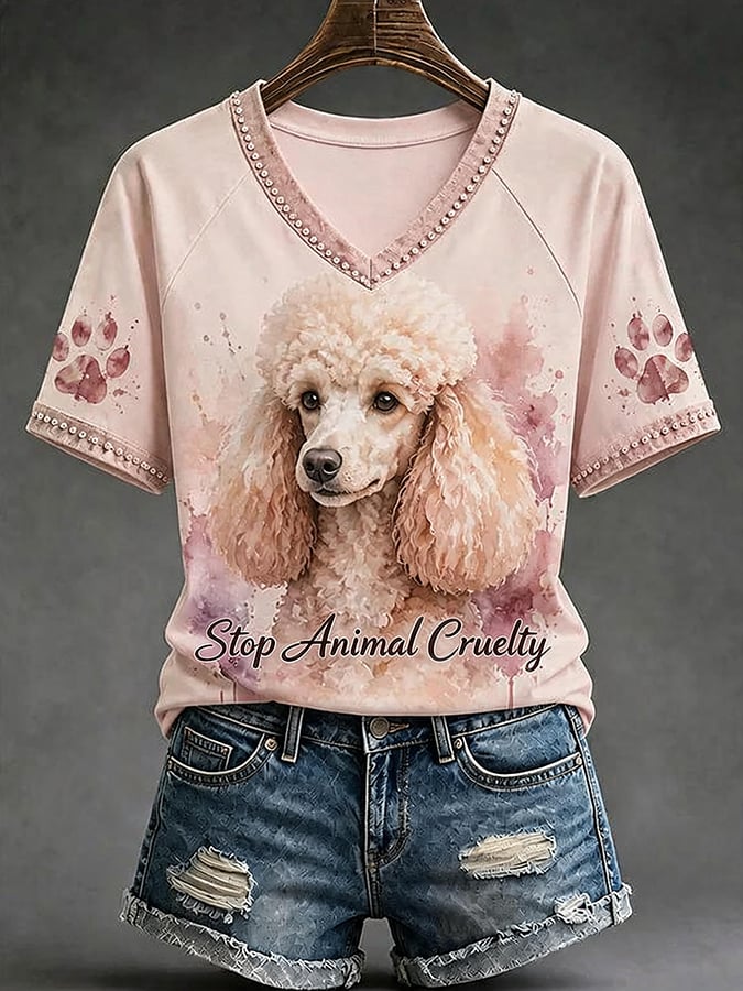 Women'S Stop Animal Cruelty Printed T-Shirt