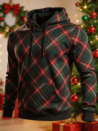 Men's Christmas Color-Block Print Hooded Sweatshirt
