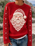 Women'S Casual Christmas Print  Round Neck Sweater