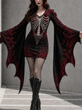 Women'S Halloween Skeleton Printed Casual Dress