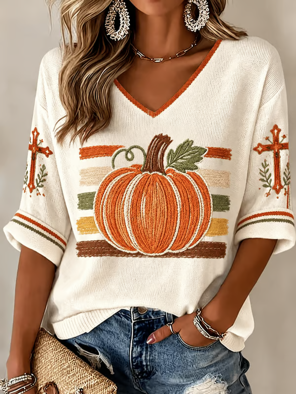 Women's Fall Casual Faith Graphic Print Waffle Shirt