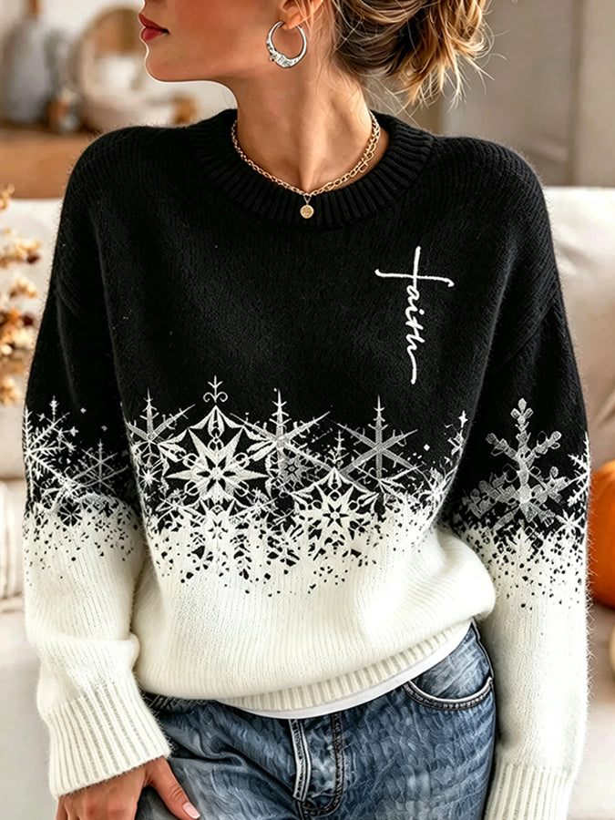 Women'S Christmas Print Casual Knit Top