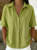 Women's Cotton And Line Collared Shirt