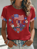 Women'S American Independence Day 250Th Anniversary Printed Short Sleeved T-Shirt