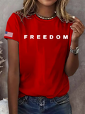 Women's Freedom  Pattern Round-Neck T-Shirt