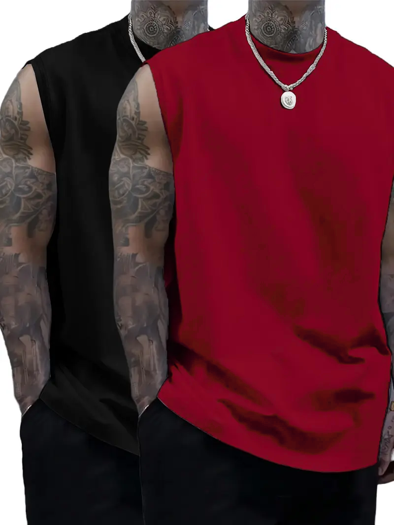 Men's Solid Color Round Neck Tank Top