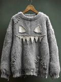 Women's Halloween-Themed Flannel Crewneck Drop-Shoulder Sweatshirt