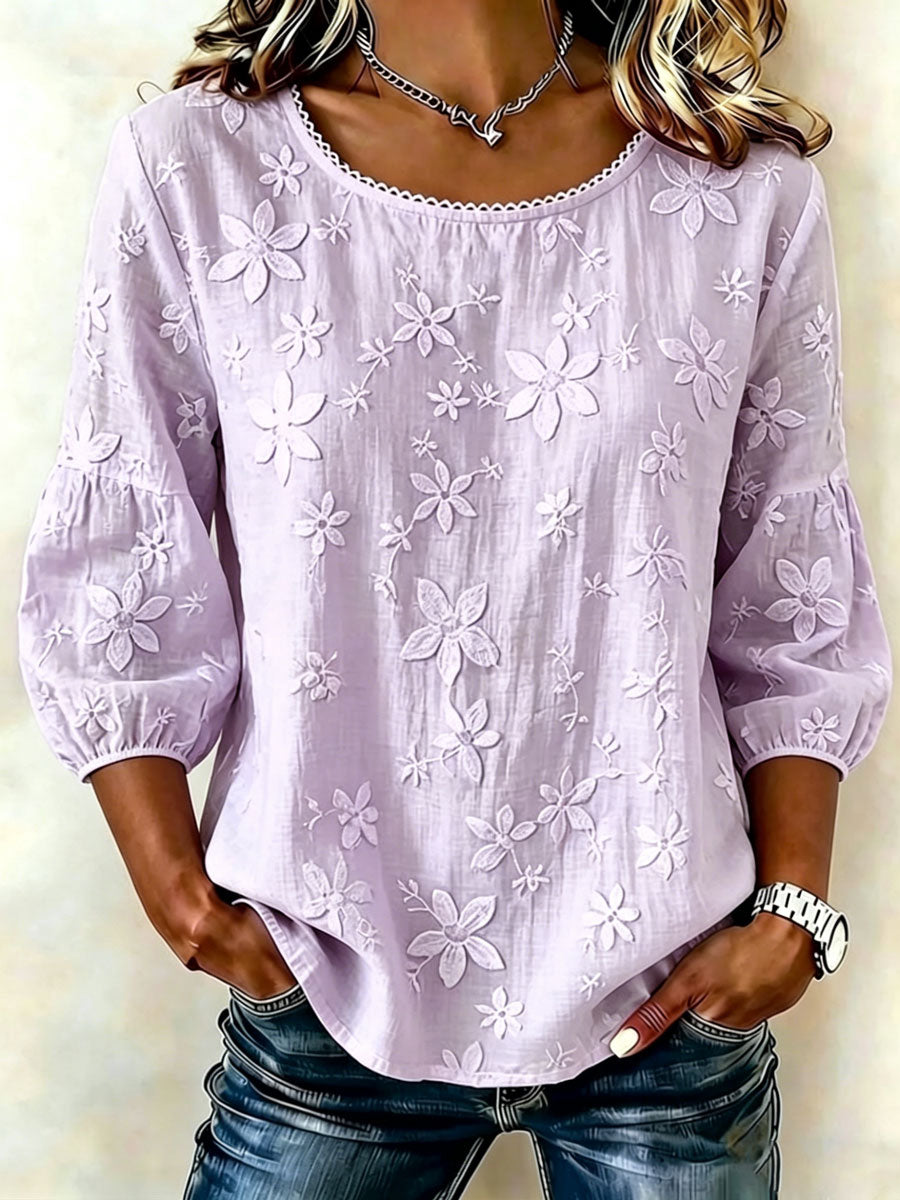 Women'S Cotton And Linen Printed Top