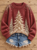 Women's Merry Christmas Tree Art Print Sweatshirt