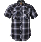 Men's Western Cowboy Short Sleeve Pearl Snap Casual Plaid Work Shirt