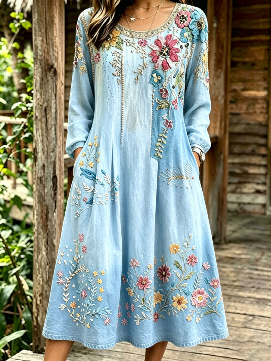 Women'S Casual Plant Flower Art Printed Art Dress