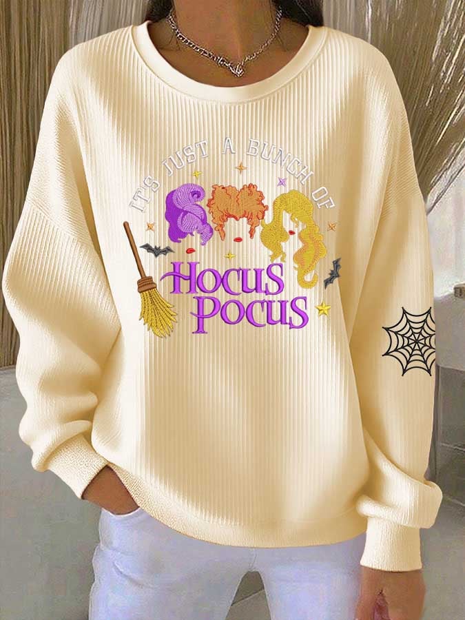 Women's "A Group of Witch Sisters" Halloween Print Casual Crew Neck Top