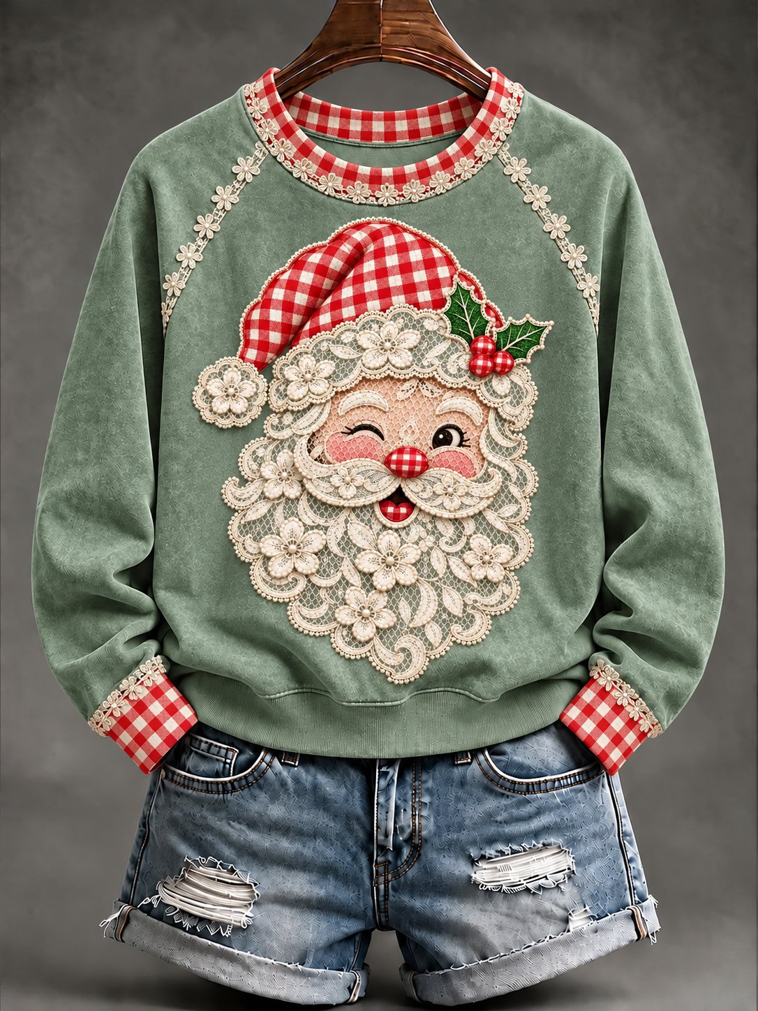 Women's Christmas Art-Print Crew-Neck Hoodie