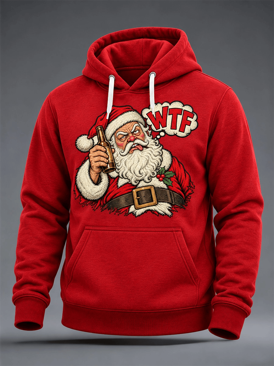 Oversize-Hoodie für Herren mit Weihnachtsmotiv, überschnittenen Schultern und Taschen