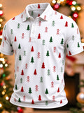 Men's Casual Christmas Print Polo Shirt