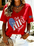 Women's Casual 250th Anniversary Independence Day Printed T-shirt