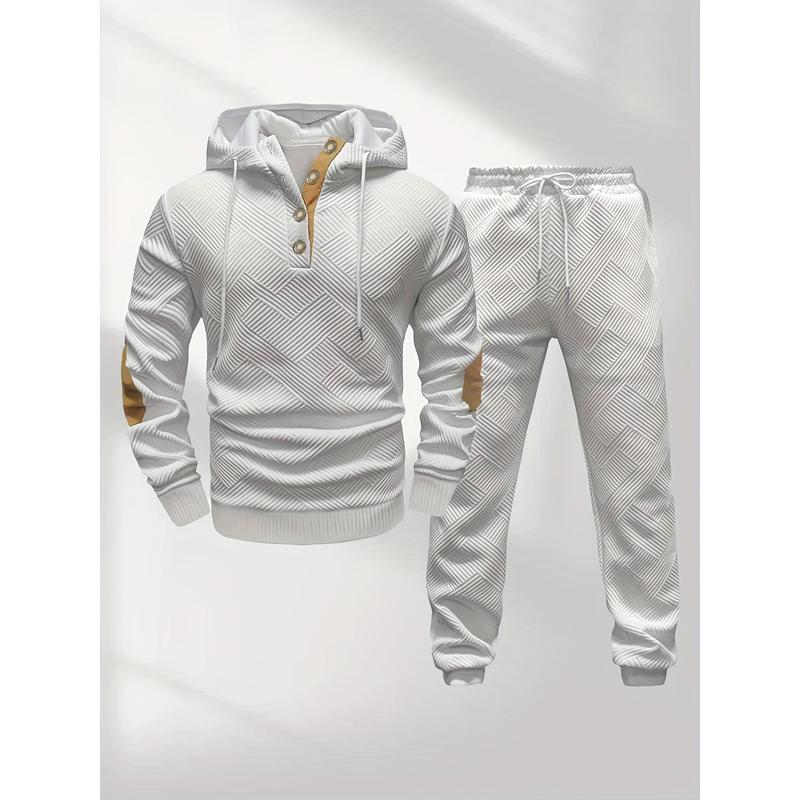 Men's Casual Fashion Suit Knitted Jacquard Sweatshirt And Pants Two-Piece Set