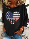 America Flag Heart Long Sleeve T-Shirt