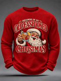 Herren-Langarmshirt mit Weihnachtsmuster und Waffelstruktur